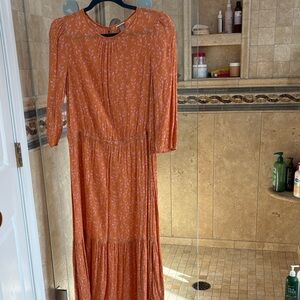 a new day Orange Long Sleeve Dress boho